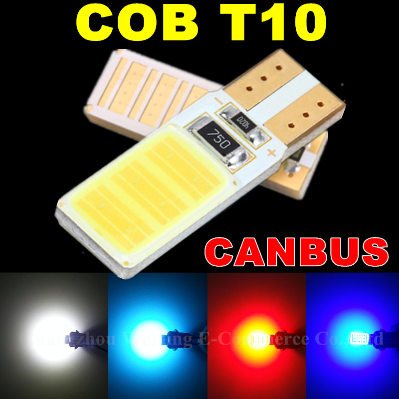 COB T10 Led No OBC Error W5W Led Auto Parking Light Interior License Plate Sidemarker Bulb