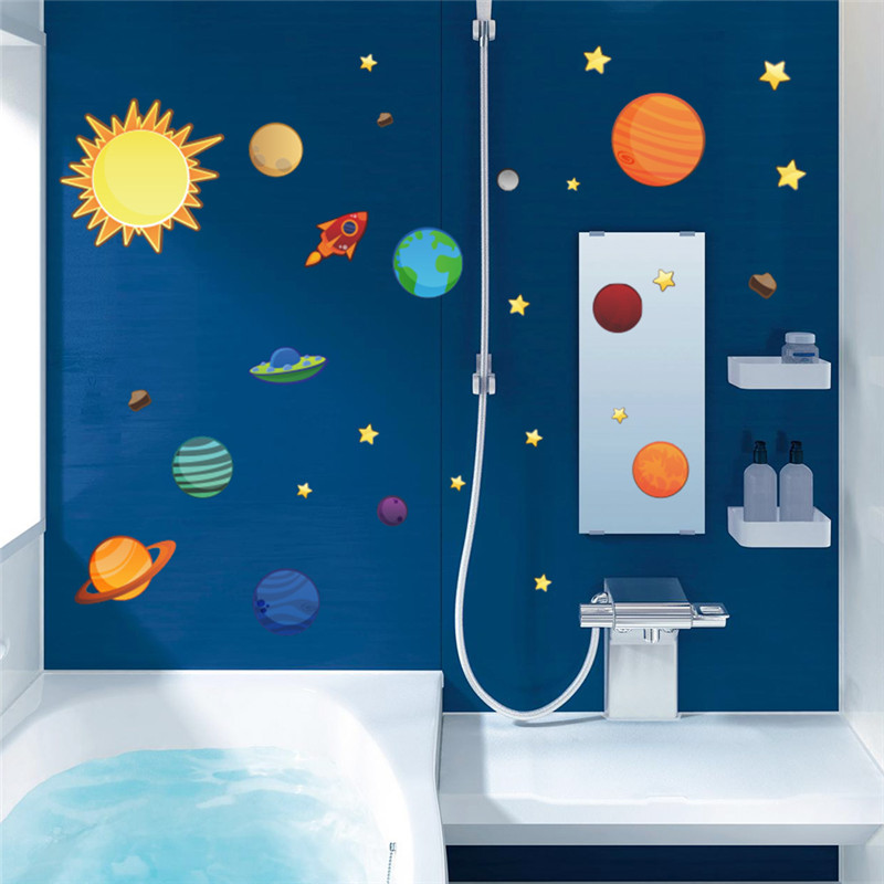Newest Colorful Cartoon Solar System Vario Planets Wall Stickers