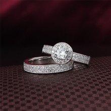 Wholesale 0 8 Carat Bridal wedding Ruby Sapphire CZ Diamond ring 2PCS Engagement rings set for