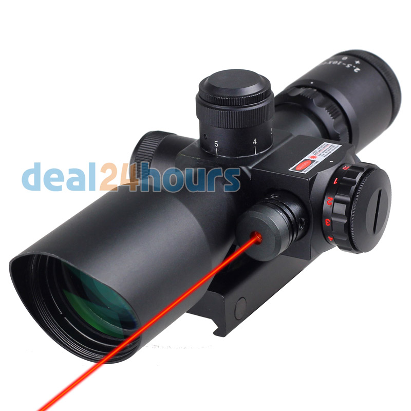 New Tactical Red Dot Laser hunting Sight 2.5-10X 40mm Scope Reflex Red / Green Reticle Mount Free Shipping