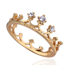 2014  Hot Sale 18K Gold Plated New design ring Crown Ring Party Rings for women Wholesale E-shine Jewelry