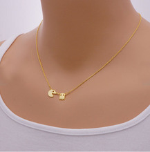 Collares 2015 Gold Silver Pac Man Retro Necklaces Fun and cute Angry Ghost Necklaces women fine