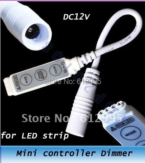 Mini controller Dimmer for 3528 5050 LED RGB strip light 3 keys White DC 12V 100pcs