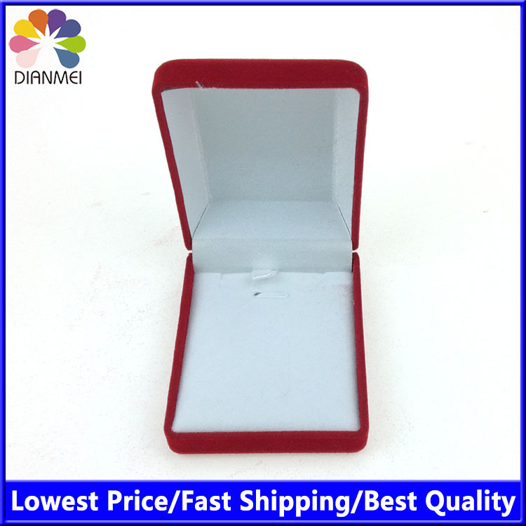 Free shipping Wholesale 12pcs/Lot 8.6x6.5x3.3cm Red Fashion Velvet Jewelry Necklace Gift Packaging Display Box Case