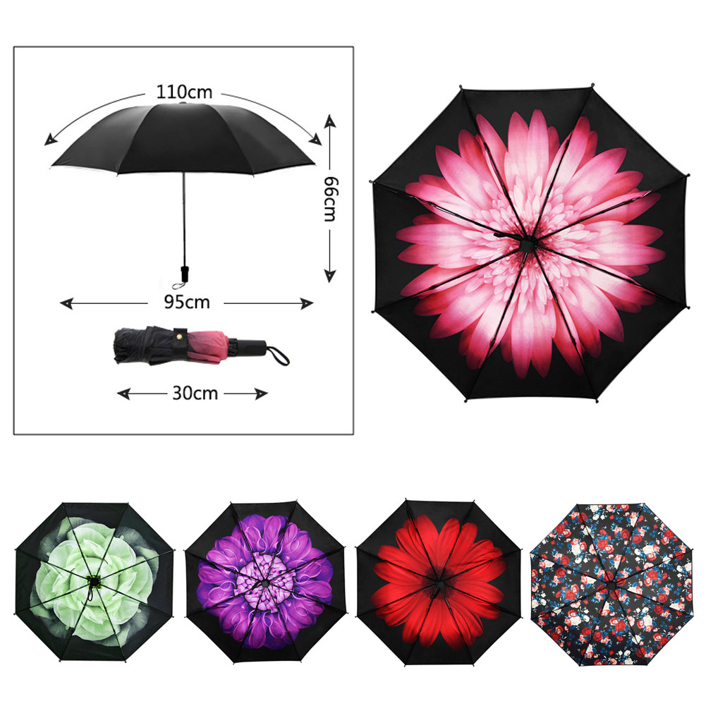 New UV Folding Umbrella Protection Polyester Fiber Material Men Women Umbrella 5 Styles Free Shipping