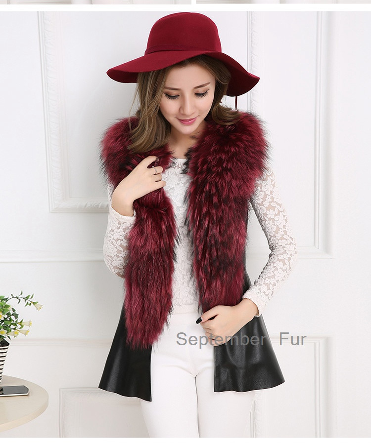 leather and fur collar waistcoat for women (3)