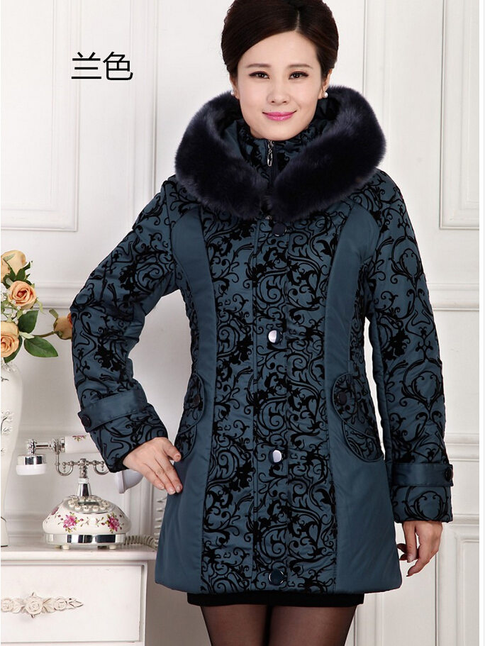2015 Autumn Winter Jacket Women Thicken Plus Size Fur Collar Female Warm Cotton-Padded Jacket Women Parka Slim Fur Coat XL-5XL