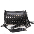 Tassel Ornament Shoulder Bag 2016 New Edgy Rivet studded Barrel shaped Bag Women Fashion Crossbody Small