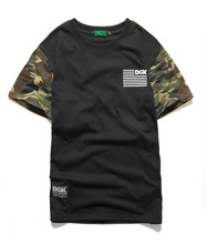 2015 New Men’s DGK Skateboard T Shirt Brand Camo Sleeve Hip Hop Military T-Shirts Baseball Tshirts Camisa Masculina Swag Clothes