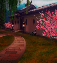 150*215CM(5ft*7ft) photography backdrops studio photo Chinese ancient courtyard willow peach