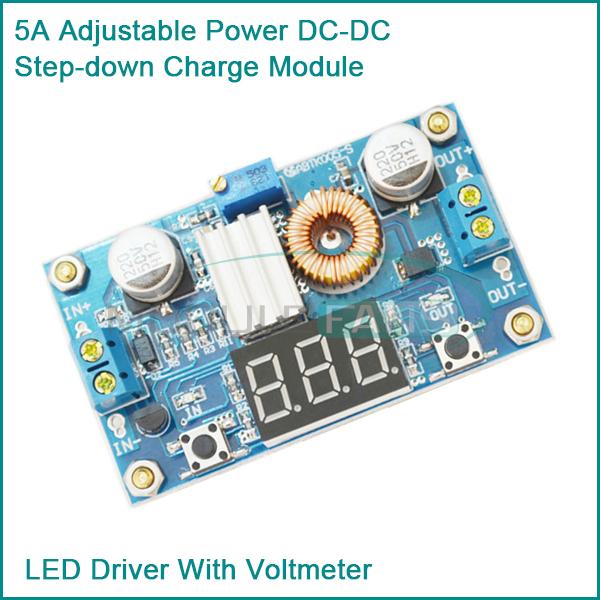 10PCS 5A Adjustable Power DC-DC Step-down Charge Module LED Driver + Voltmeter