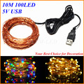 10M 33FT 100 led USB Outdoor Led Copper Wire String Lights Or Christmas Festival Wedding Party