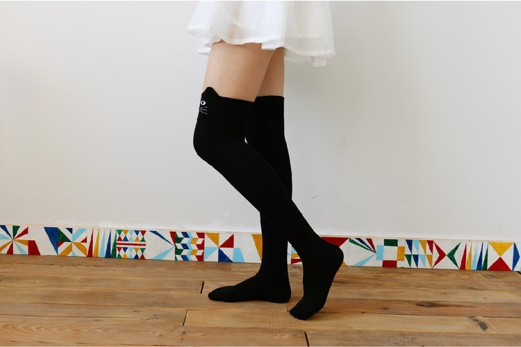 New Fashion Women Cute Bear Pattern Sexy Thigh High Socks High Quality Cotton Knee Stockings Hot Sale_3