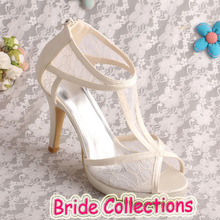 Bride Collections Women Wedding Lace Sandals Zipper Shoes High Heeled Dropshipping
