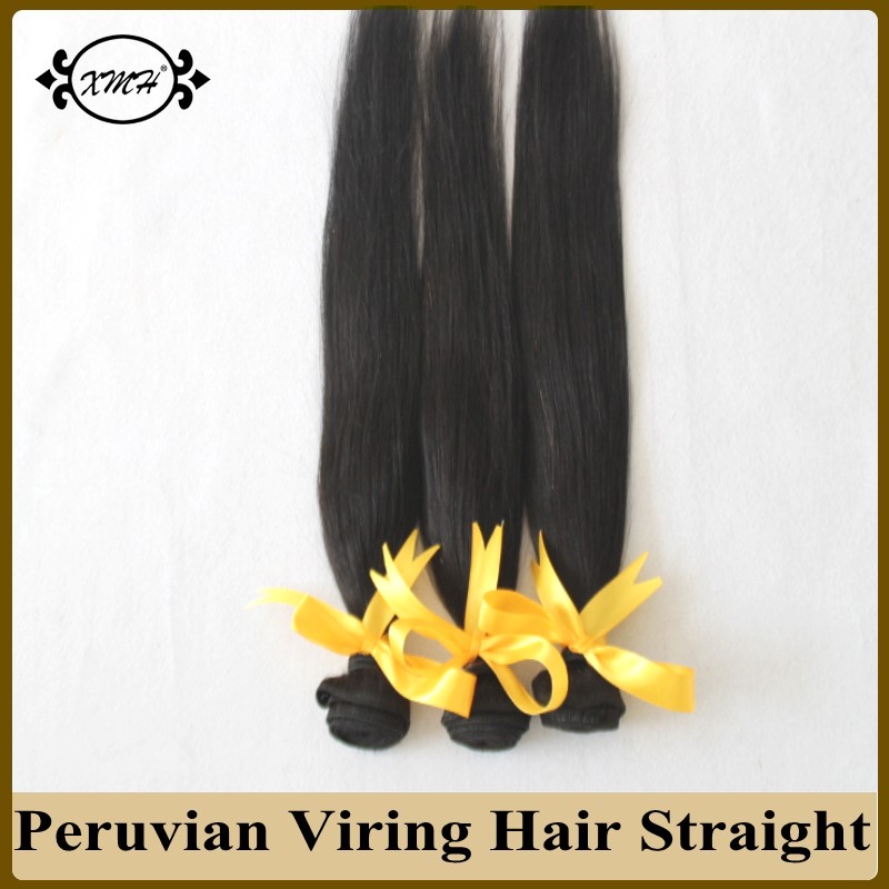 XMH Hair Products 9A Unprocessed Peruvian Virgin Hair Straight Human Hair Weave Extension 100g/piece 3Pcs Cheap Peruvian Hair