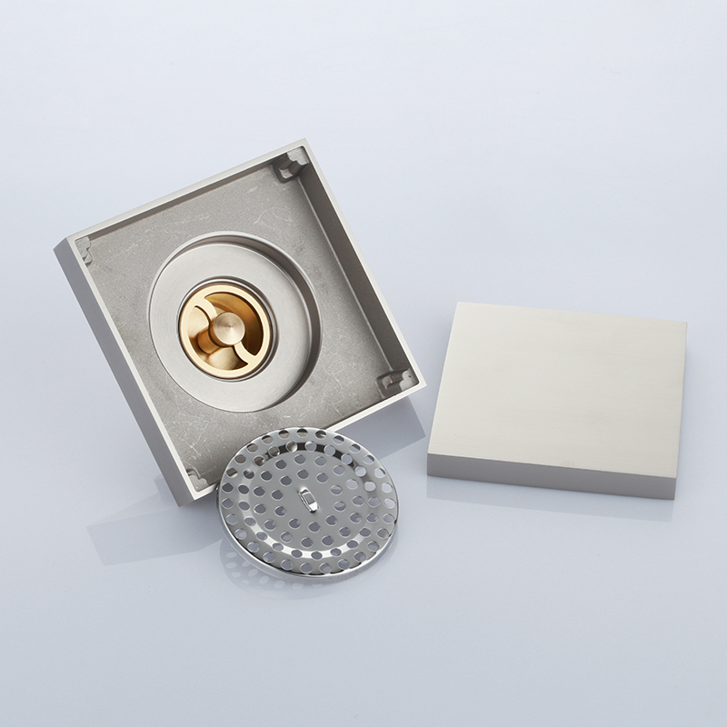 Baño níquel cepillado latón sólido 120*120mm azulejo inserto cuadrado