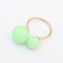 Simple Multilayer Macaron Color Double Balls Ring Jewelry Romantic Eight Colors Ring Retail Wholesale For Women