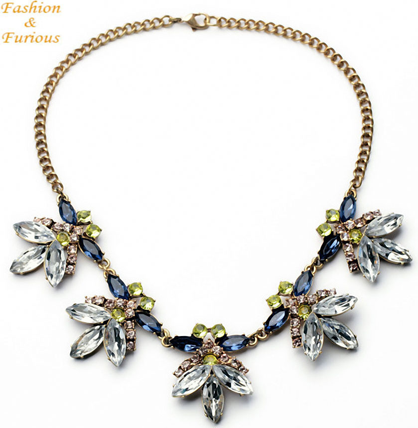Multicolor Crystal Flower Statement Necklace Women Rhinestone Necklaces Pendants Jewelry Colar For Gift Party