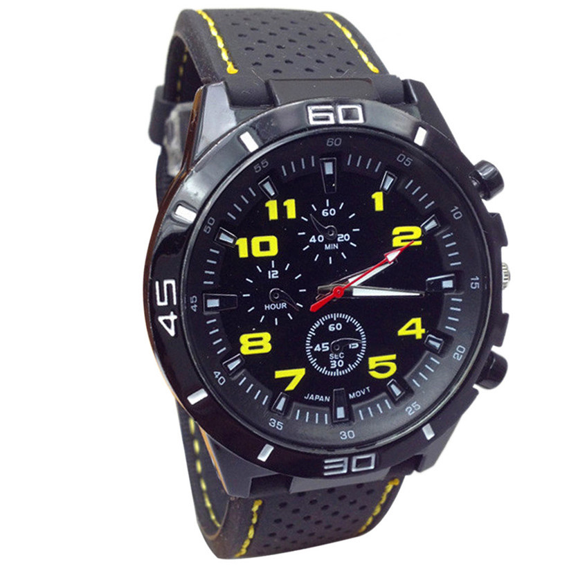 Newly Design 2015 Fashion Hours Quartz Watch Men Military Watches Silicone Sport Wristwatch May28