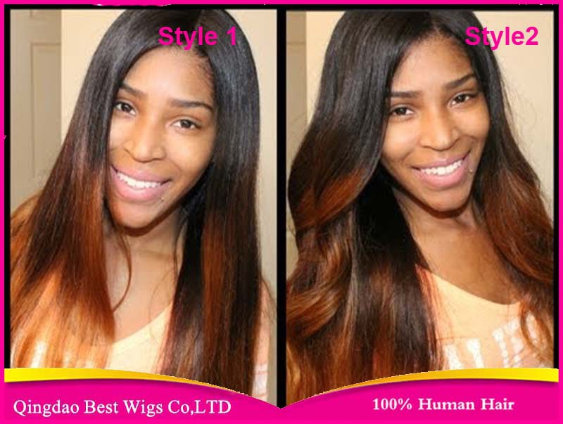 Straight/Wavy Two Tone Glueless Full Lace Brazilian Hair Wigs Ombre Lace Front Human Hair Wigs Upart Wig Human Hair Ombre Wig