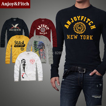 21 Color New AF Anjoy Fitch Men T-shirt Long Sleeve 100% Cotton Sport Shirts Plus Size Clothing High Quality Street Clothes