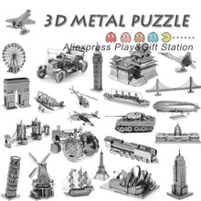 3D Puzzle Metal Earth 3D Laser Cut Model 3D Jigsaws DIY Gift Eiffel Tower Big Ben Helicopter Tower of Pisa Wing Fighter toys