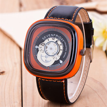 2015 nuevo cuero de la calidad reloj cuadrado creativo hombres reloj de cuarzo de moda exterior reloj deportivo 8 colors
