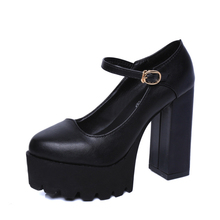 2015 spring and autumn fashion high heeled shoes 12cm strap hasp round toe platform thick heel