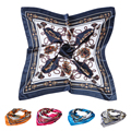 90 90cm Square Scarf Imitated Satin Scarves Shawl Hijab Carriage Chain Print Vintage Bandana Women Scarves