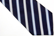 NT0478 Blue White Striped Classic Smooth Man s Casual Silk Polyester Necktie Business Knitted Tie