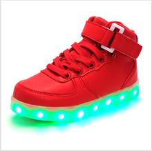 2016 Kids Colorful Glowing Led Shoes with Lights up Led Luminous Shoes for Baby 8 Colors Kids Led Shoes size 25-37