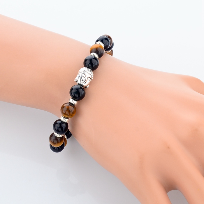 2015 Natural Stone Buddha Charm Bracelet Tiger Eye Beads Bracelets For Women and Men Jewelry SBR150171