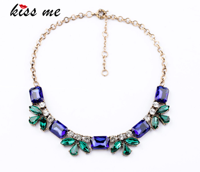 New Styles 2015 Fashion Jewelry Shiny Glass Flowers Pendant Necklace Christmas Gifts