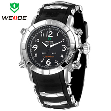 Moda WEIDE hombres reloj deportivo multifunción estudiante Casual Dress reloj militar LED Digital Alarm fecha día reloj de cuarzo