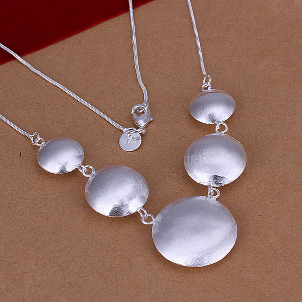 Christmas Gift Fashion Chain Jewelry 925 silver gilr Women Circle pendant Necklace Wholesale 925 silver Jewelry