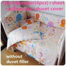 Promotion! 6PCS baby bedding set 100% cotton curtain crib bumper washable baby bed bumper ,include (bumpers+sheet+pillowcase)