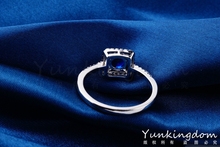 Classic hollow out design Fashion Blue CZ Diamond Rings Real white Gold plated high end Brand