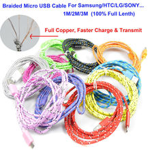 Braided Wire Micro USB Cable 1M 3ft Sync Nylon Woven V8 Charger Cords for Samsung Galaxy S3 S4 I9500 Blackberry