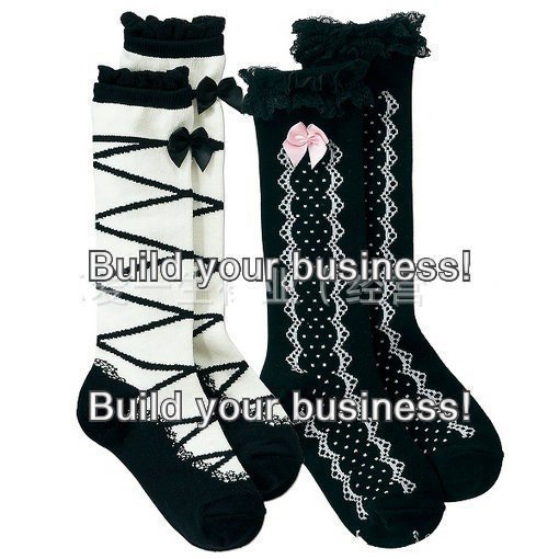 DHL/EMS Free Shipping Toddlers Baby Kids Princess lace bow Long Socks Leg Warmer, Leggings White Black in stock 25 pairs/lot