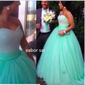 Mint Green Sequins Beaded Sweetheart Bodice Corset Mint Prom Dress 2017 Sparkly Pageant Dress