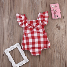 Baby Girls Bodysuits Princess Plaid 2016 Lace Bodysuit Casual Jumpsuit One-Pieces