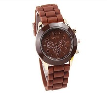 Watch Women Fashion Watch Three eye Six needle Silicon Jelly Color Band Women s Watch assorted
