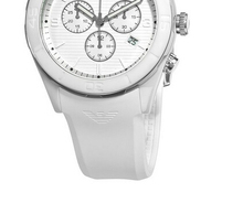 Men ‘ s AR1435 cerámica blanca correa de silicona reloj cronógrafo