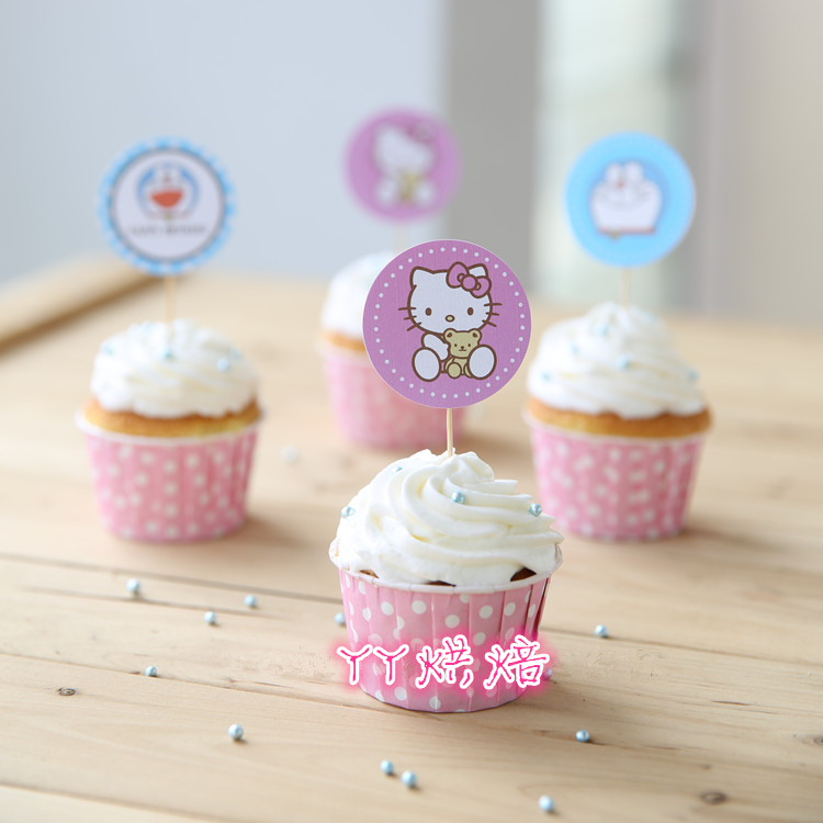 Free Shipping Hello Kitty Doraemon Cute Cake Topper Card ...