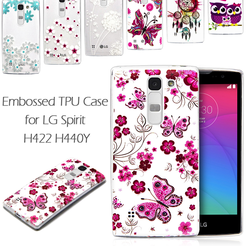 for LG Spirit Case Graphic Colored Butterflies Embossed Pattern Gel TPU Back Cover Shell for LG