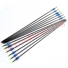 24pcs archery carbon recurve bow arrow with 4 2mm ID carbon shaft and fixed aluminum arrow