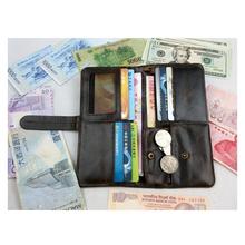 Luxury Brand High Quality 100 Top Genuine Oil Wax Cowhide Leather Men Long Bifold Wallet Purse