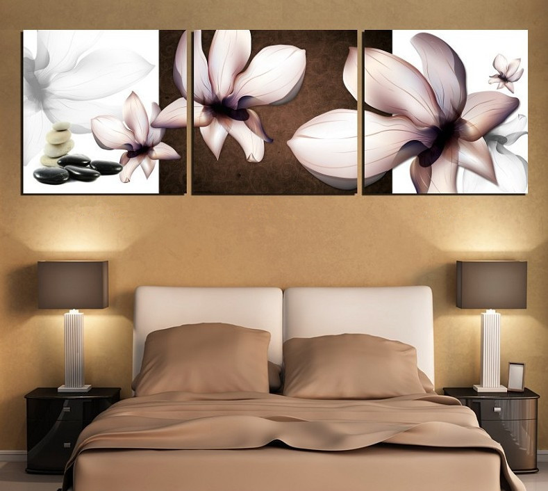 3 Piece Free Shipping Hot Sell Modern Oil Wall Painting orchid flower Home Decorative Cheap Art Picture Paint on Canvas Prints