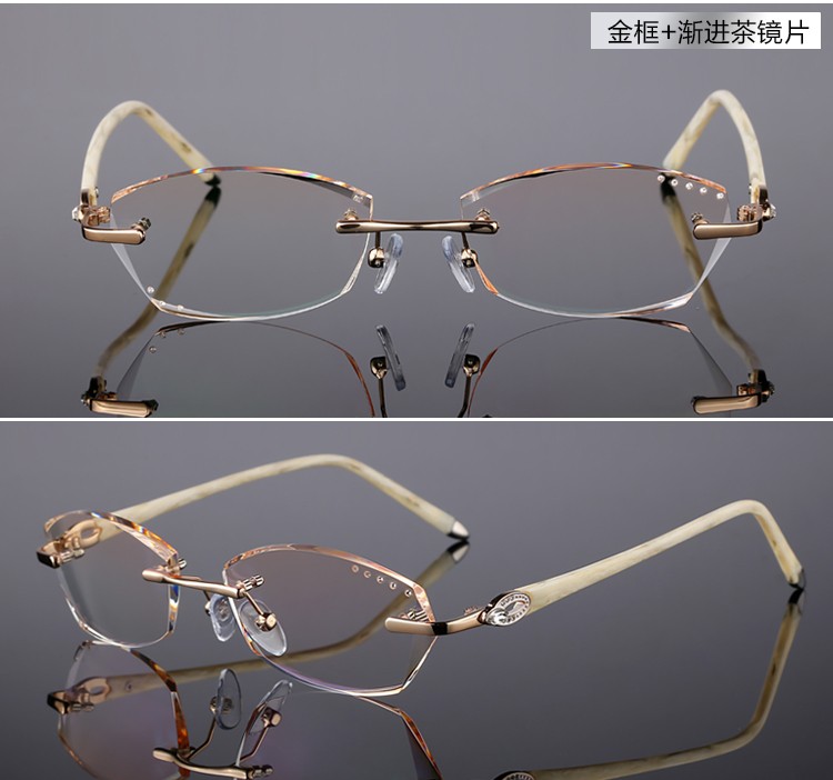 Ultralight Trimming Glasses Rimless Glasses Female Finished Lens