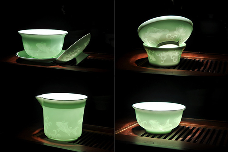 luminated celadon tea set porcelain tea set ceramic whiteware tea set free shipping drinkware kungfu tea